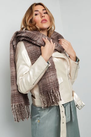 Checked warm winter scarf - green purple h5 Picture2